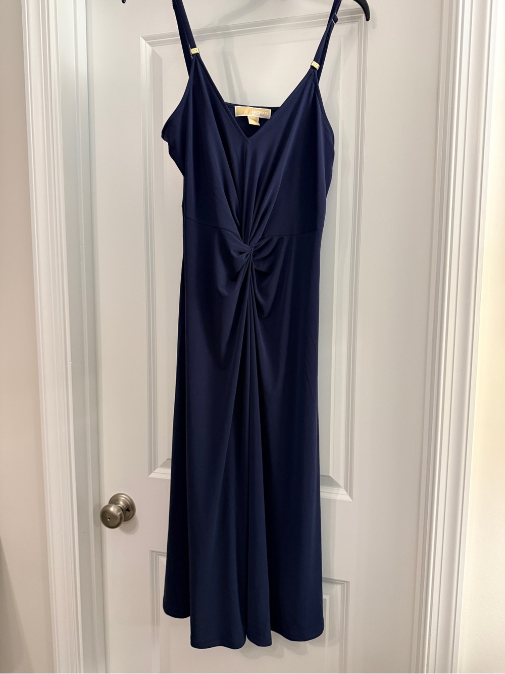 Michael Kors Navy Twist-Front Midi Dress